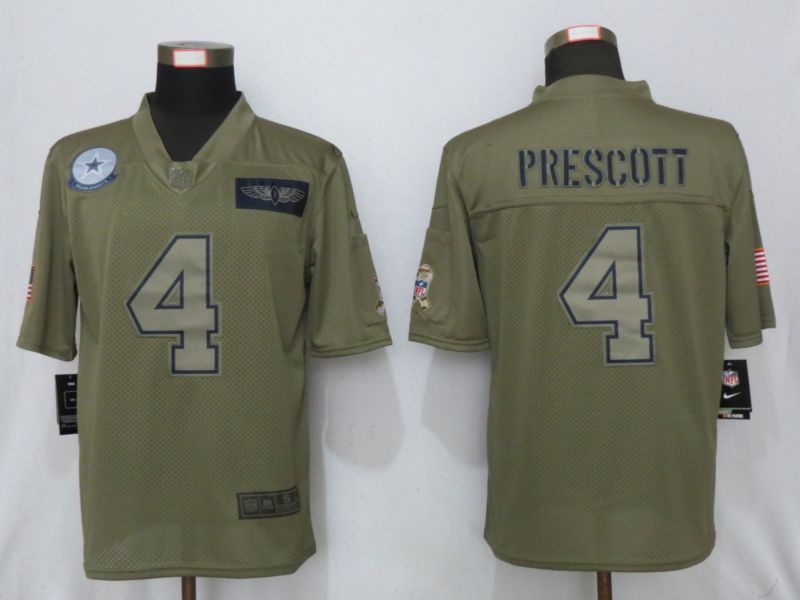 Men Dallas cowboys #4 Prescott Nike Camo 2019 Salute to Service Limited NFL Jerseys